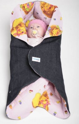 Конверт для новорожденного Ramili Denim Style синий, розовый рисунок