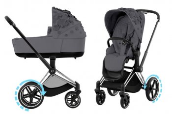 Коляска 2 в 1 Cybex Priam и e-Priam IV FE Simply Flowers Dream Grey (шасси на выбор) шасси e-Priam Chrome Black