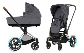 Коляска 2 в 1 Cybex Priam и e-Priam IV FE Simply Flowers Dream Grey (шасси на выбор) шасси e-Priam Chrome Brown