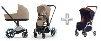 Коляска 2 в 1 Cybex Priam и e-Priam IV Cozy Beige (шасси на выбор) шасси e-Priam Chrome Black