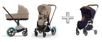 Коляска 2 в 1 Cybex Priam и e-Priam IV Cozy Beige (шасси на выбор) шасси e-Priam Chrome Brown 