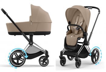 Коляска 2 в 1 Cybex Priam и e-Priam IV Cozy Beige (шасси на выбор) шасси e-Priam Chrome Black