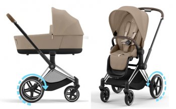 Коляска 2 в 1 Cybex Priam и e-Priam IV Cozy Beige (шасси на выбор) шасси e-Priam Chrome Brown 