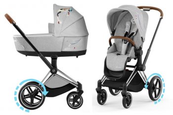 Коляска 2 в 1 Cybex Priam и e-Priam IV Koi FE Koi Crystallized (шасси на выбор) шасси e-Priam Chrome Brown