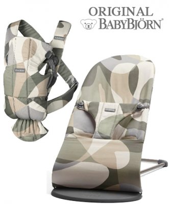 Детский шезлонг BabyBjorn Bliss Cotton и рюкзак-кенгуру Mini Cotton