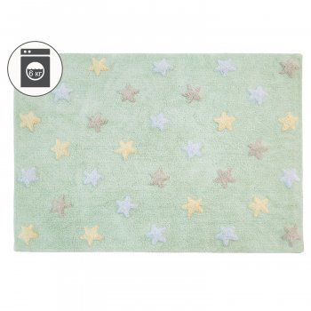 Стираемый ковер LorenaCanals Триколор Звезды Stars Tricolor 120*160 Мятный