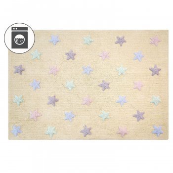 Стираемый ковер LorenaCanals Триколор Звезды Stars Tricolor 120*160 Ванильный