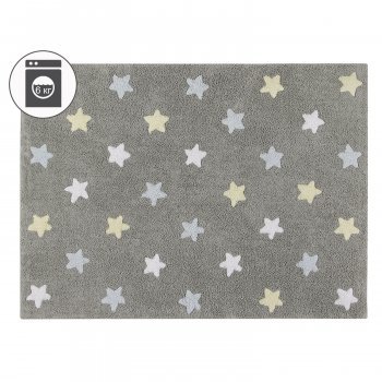 Стираемый ковер LorenaCanals Триколор Звезды Stars Tricolor 120*160 Серый-Голубой