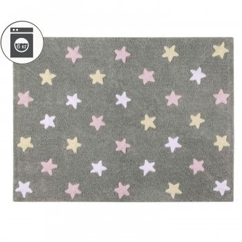 Стираемый ковер LorenaCanals Триколор Звезды Stars Tricolor 120*160 Серо-Розовый