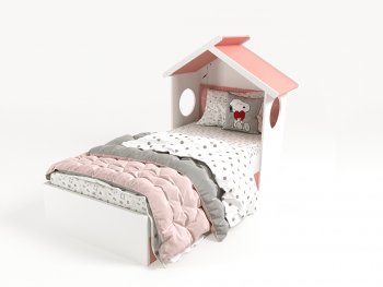 Кровать-домик ABC King без тумбочки, с ящиком Розовый