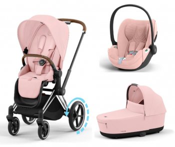 Коляска 3 в 1 Cybex Priam и e-Priam IV Peach Pink (шасси на выбор) шасси e-Priam Chrome Brown