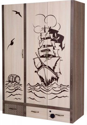 Шкаф трехдверный ABC King Pirat (комбинированный) Фасад Ваниль
