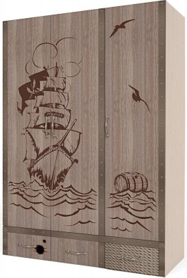 Шкаф трехдверный ABC King Pirat (комбинированный) Фасад Дуб
