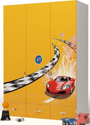 Трехдверный шкаф ABC King Formula Оранжевый/каркас серый